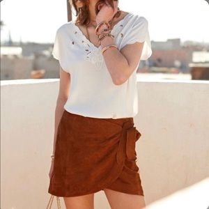 Sezane Brown Suede Skirt